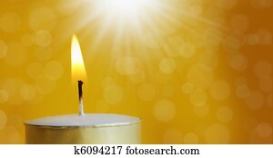 one burning candle with bright white light one burning candle with bright white light