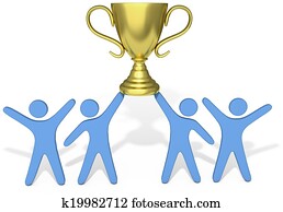 People Celebrate Team effort win trophy People Celebrate Team effort win trophy