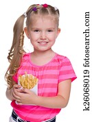 Smiling little girl with fries