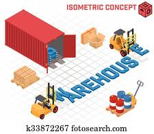 Vector concept - loaders build the word warehouse