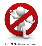 3d, בן אנוש, עם, אדום, עצור סימן