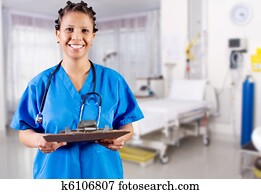 americano africano, enfermeira