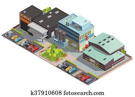 Factory Isometric Composition Factory Isometric Composition