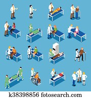 falšovat, pacient, komunikace, isometric, ikona, dát