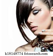 Fashion Model Girl Portrait. Trendy Hair Style