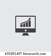 Financial analytic chart graphs on computer monitor flat icon Financial analytic chart graphs on computer monitor flat icon