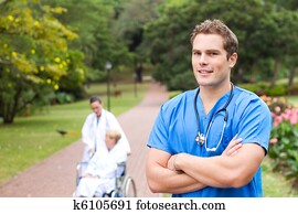 jung, männlicher doktor, porträt