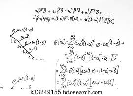 komplex, mathe, formeln, auf, whiteboard