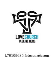 Modern church and heart. Vector illustration. Modern church and heart. Vector illustration.