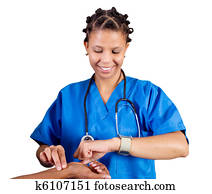 nurse checking patient's pulse