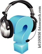 signo de interrogación, auriculares pesados