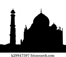 シルエット 光景 の Taj Mahal Agra インド 日の出 日没 イラスト K2530298 Fotosearch