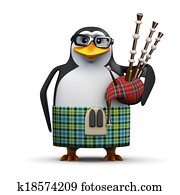 3d Scottish penguin with bagpipes 3d Scottish penguin with bagpipes