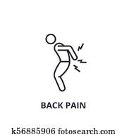 back pain thin line icon, sign, symbol, illustation, linear concept, vector back pain thin line icon, sign, symbol, illustation, linear concept, vector
