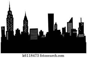 karikatur, new york skyline