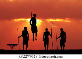 Masai dance at sunset Masai dance at sunset