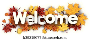 Welcome banner with maple leaves. Welcome banner with maple leaves.