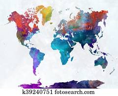 World map in watercolor World map in watercolor