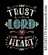 בטח, ב, האלוהים, עם, כל, שלך, לב, העבר, לאטארינג, טיפוגראפיך, וקטור, כתב קודש, תנך, פסוק, פוסטר