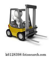 3d, קטן, אנשים, -, מלגזה