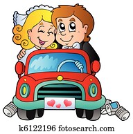 coche, con, par wedding