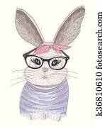Cute hipster rabbit Cute hipster rabbit