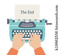 ende, von, geschichte, flache, abbildung