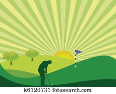 Golfer in countryside Golfer in countryside