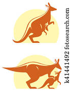 Kangaroo with baby icon Kangaroo with baby icon