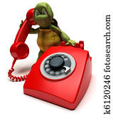 schildkröte, mit, a, telefon