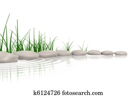 Stones & grass at waters edge Stones & grass at waters edge