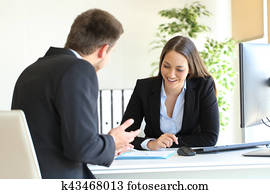 vendedor, venta, a, un, cliente, en, oficina