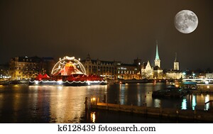 취리히, 도심지, 얼마 만큼, 밤