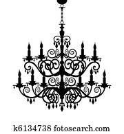 barock, kronleuchter, silhouette barock, kronleuchter, silhouette