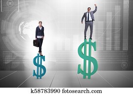 Concept of inequal pay and gender gap between man woman