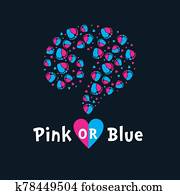 Gender reveal question mark with baby feet and heart vector illustration Gender reveal question mark with baby feet and heart vector illustration