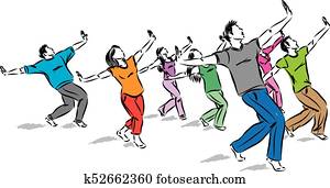 group of dancers together vector illustration group of dancers together vector illustration