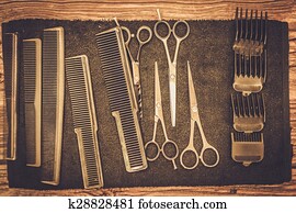Hairstylist's accessories in barber shop Hairstylist's accessories in barber shop
