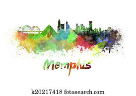 Memphis skyline in watercolor Memphis skyline in watercolor