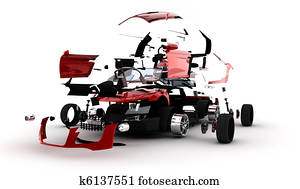 Red car exploded Red car exploded