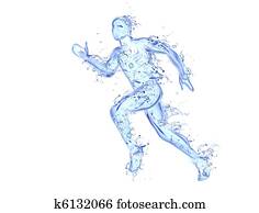 לרוץ, איש, נוזל, יצירה אמנותית, -, ספורטאי, הבן, ב*מסמן, עשה, של, השקה, עם, לפול, ירידות