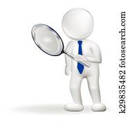3d people with a loupe. Symbol logo 3d people with a loupe. Symbol logo