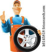 auto mechanic with wheel auto mechanic with wheel