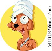 Funny Grooming Dog Salon Vector Mascot Funny Grooming Dog Salon Vector Mascot