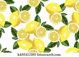 Nice lemon background. Vector hand drawn seamless pattern on white Nice lemon background. Vector hand drawn seamless pattern on white