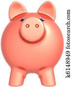 Piggy bank pink front view