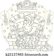 Santa in the fireplace Santa in the fireplace