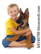 Smiling Boy With Dog