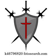 Early Medieval Templar Knight Stock Illustration | k6402396 | Fotosearch