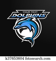 דולפין, logo,, סמל, ל, a, ספורט, team.